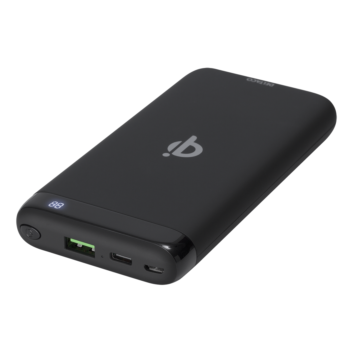 Deltaco Powerbank med snabbladdning, trådlös, USB-C, 10.000mAh