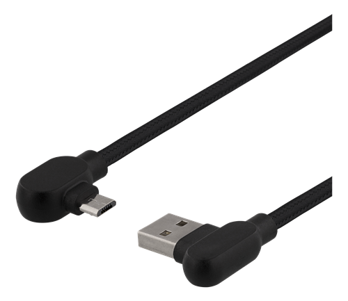 Deltaco vinklad USB-A till vinklad USB Micro-B, 0.5m