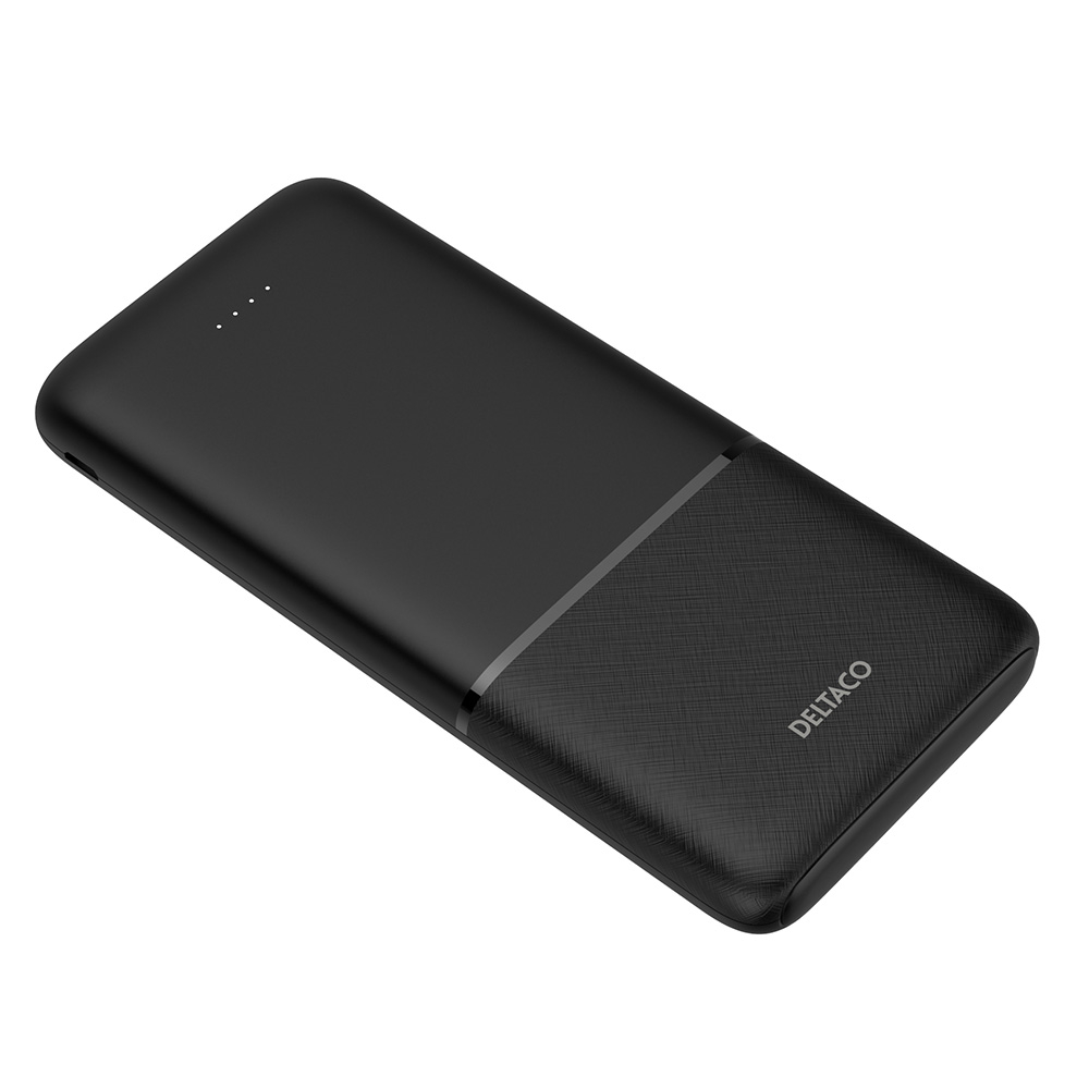 2xUSB+USB-C powerbank, 10 000mAh, 20W, svart